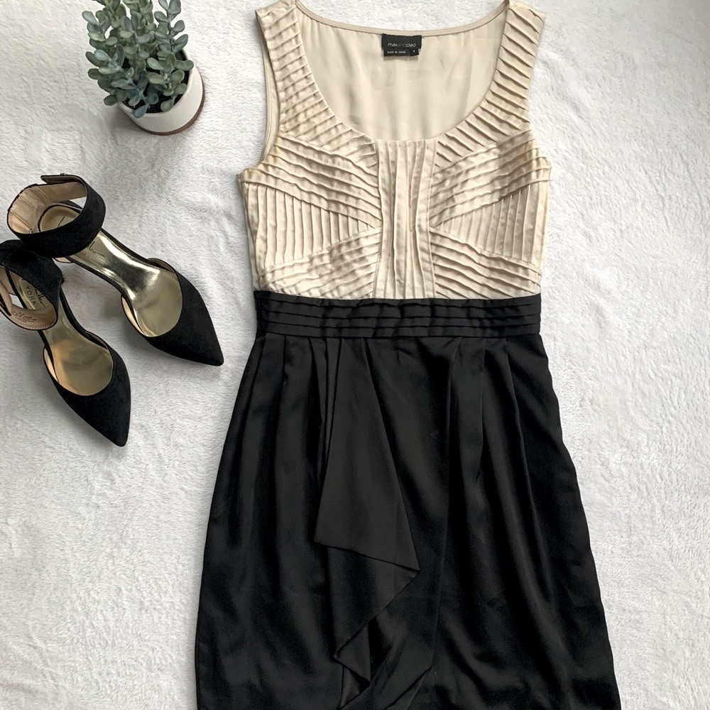 Max & Cleo Satin dress black & champagne
